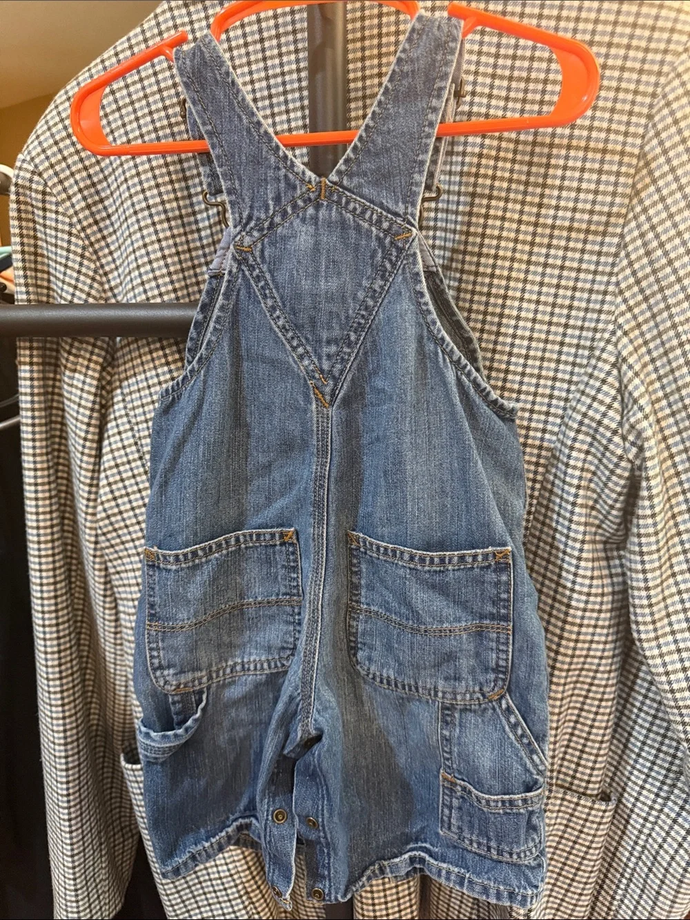 babyGAP Blue Denim Short Overalls with Front Bib